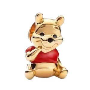 Disney Inspired 925 Sterling Silver WINNIE THE POOH Gold & Red Charm - NWT